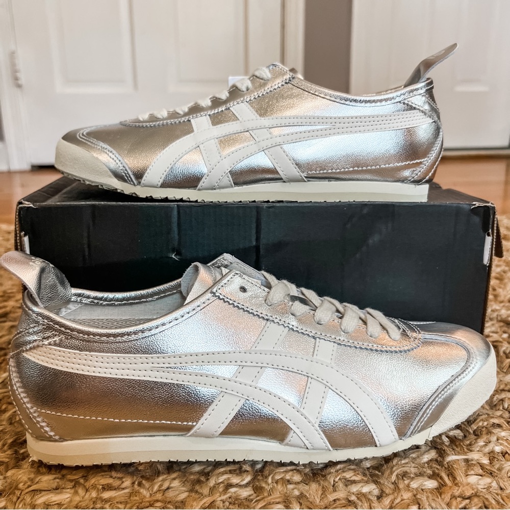 NWT Onitsuka Tiger Mexico 66 Silver Off White Unisex Sz Men 7.5/Women 9 - Picture 8 of 14
